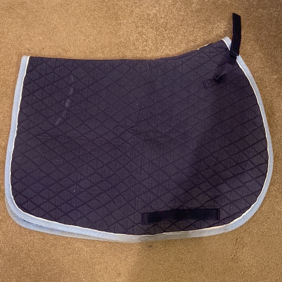 TuffRider Basic All Purpose Saddle Pad w/Trim And Piping - Navy/Light Blue/White - Picture 3 of 5